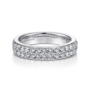 Two Row 14K White Gold Micro Pave Diamond Anniversary Band