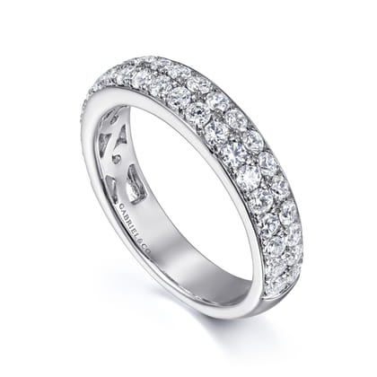 Two Row 14K White Gold Micro Pave Diamond Anniversary Band