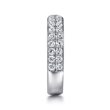 Two Row 14K White Gold Micro Pave Diamond Anniversary Band