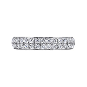 Two Row 14K White Gold Micro Pave Diamond Anniversary Band
