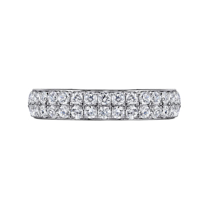Two Row 14K White Gold Micro Pave Diamond Anniversary Band