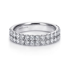 Two Row 14K White Gold Micro Pave Diamond Anniversary Band