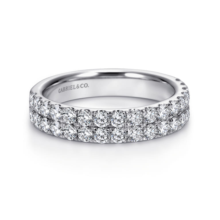 Fancy Wedding Ring in 14k White Gold with Round Natural Diamond at Gabriel & Co. - Shot 1