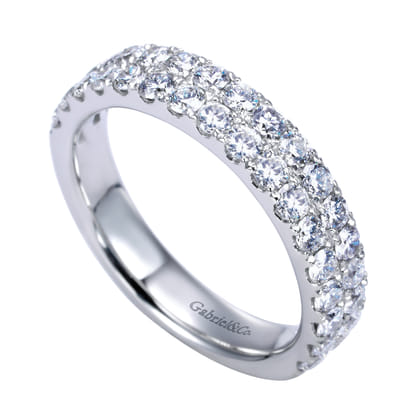 Two Row 14K White Gold Micro Pave Diamond Anniversary Band