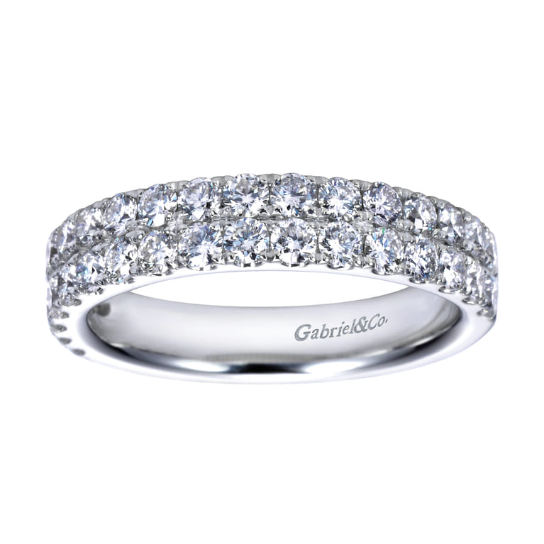 Fancy Wedding Ring in 14k White Gold with Round Natural Diamond at Gabriel & Co. - Shot 4