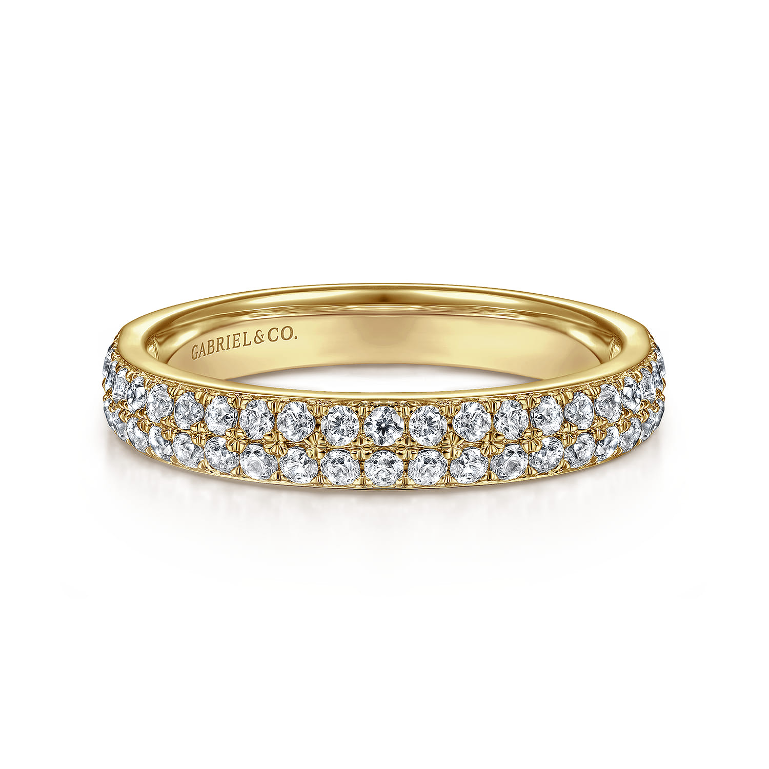 Fancy Wedding Ring in 14k Yellow Gold with Round Natural Diamond at Gabriel & Co. - Shot 1