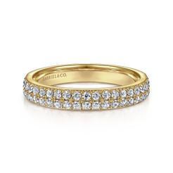 Two Row 14K Yellow Gold Micro Pavé Diamond Anniversary Band