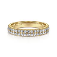 Two Row 14K Yellow Gold Micro Pave Diamond Anniversary Band