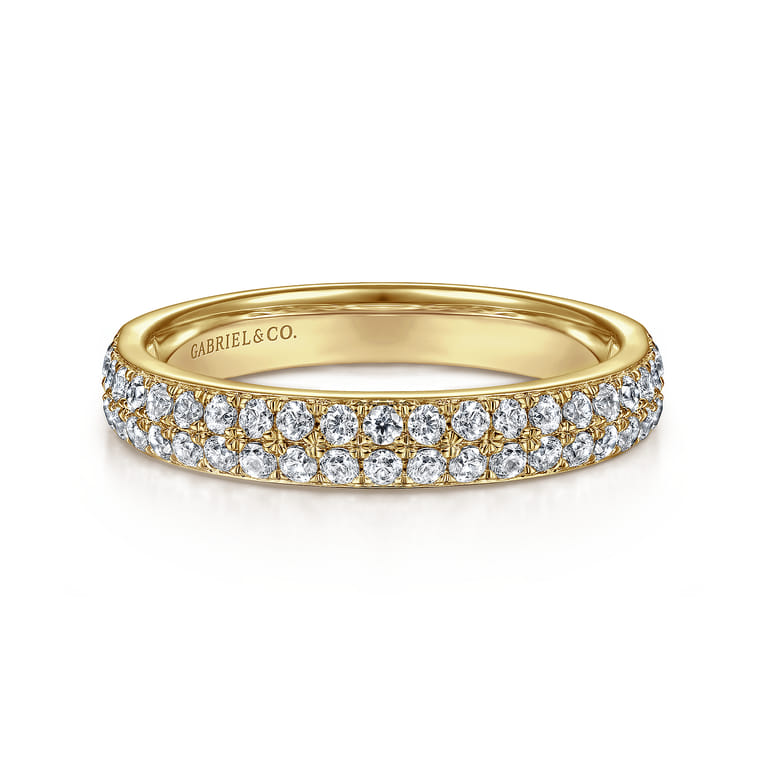 Fancy Wedding Ring in 14k Yellow Gold with Round Natural Diamond at Gabriel & Co. - Shot 1