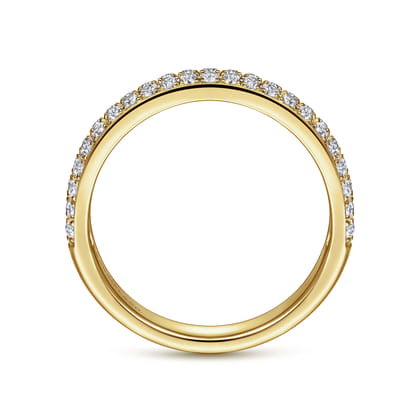 Two Row 14K Yellow Gold Micro Pave Diamond Anniversary Band