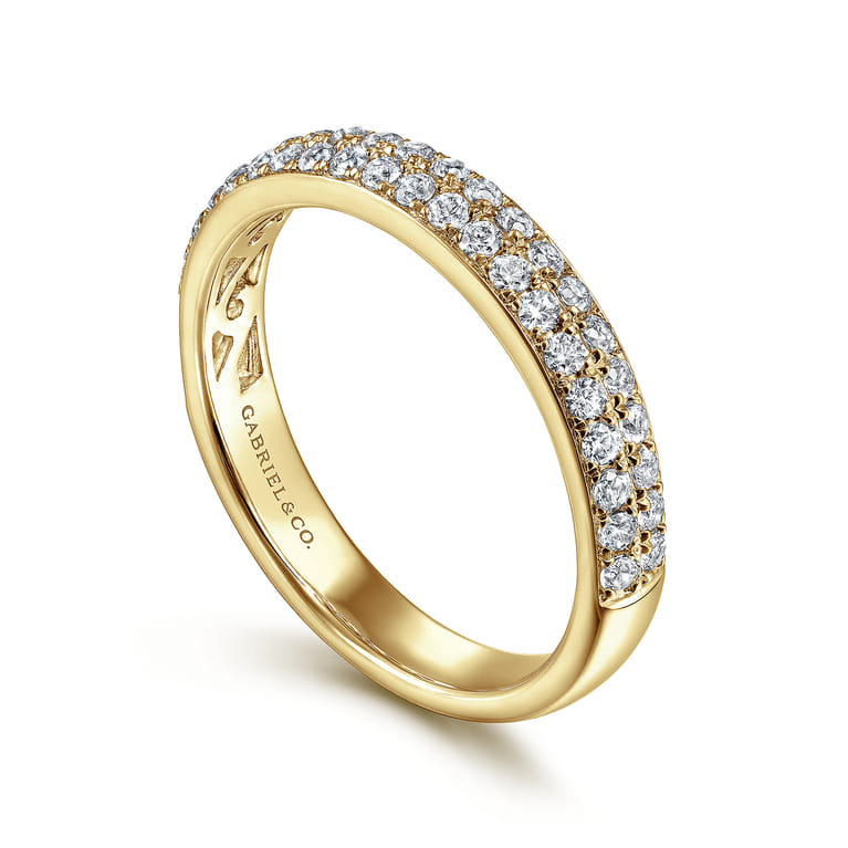 Fancy Wedding Ring in 14k Yellow Gold with Round Natural Diamond at Gabriel & Co. - Shot 3