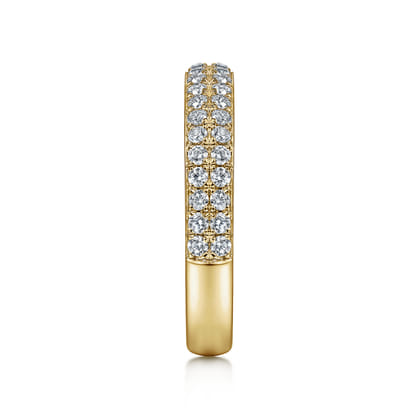 Two Row 14K Yellow Gold Micro Pave Diamond Anniversary Band