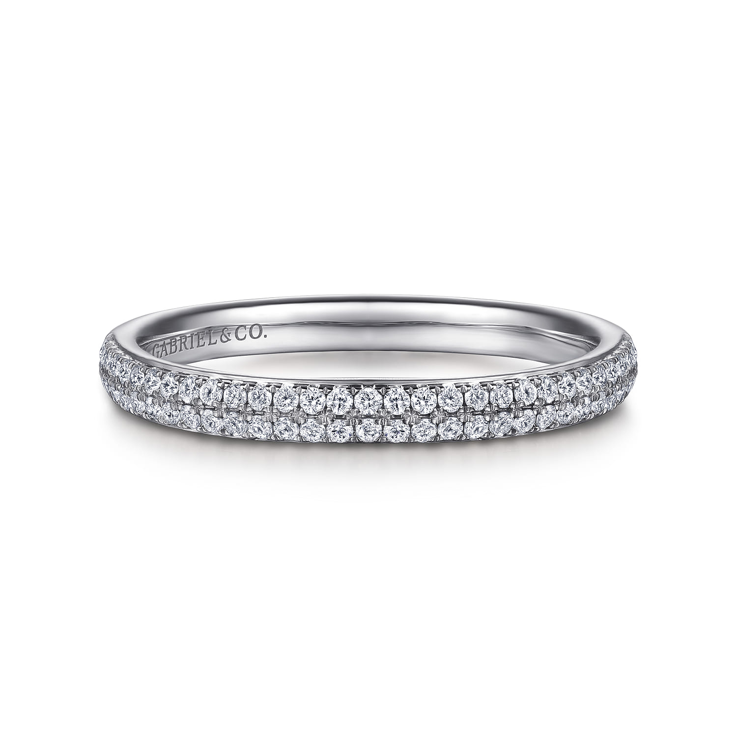 Straight Wedding Ring in Platinum with Round Natural Diamond at Gabriel & Co. - Shot 1