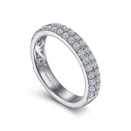 Two Row Platinum Micro Pave Diamond Anniversary Band