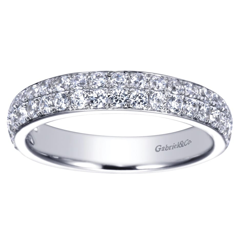 Straight Wedding Ring in Platinum with Round Natural Diamond at Gabriel & Co. - Shot 5