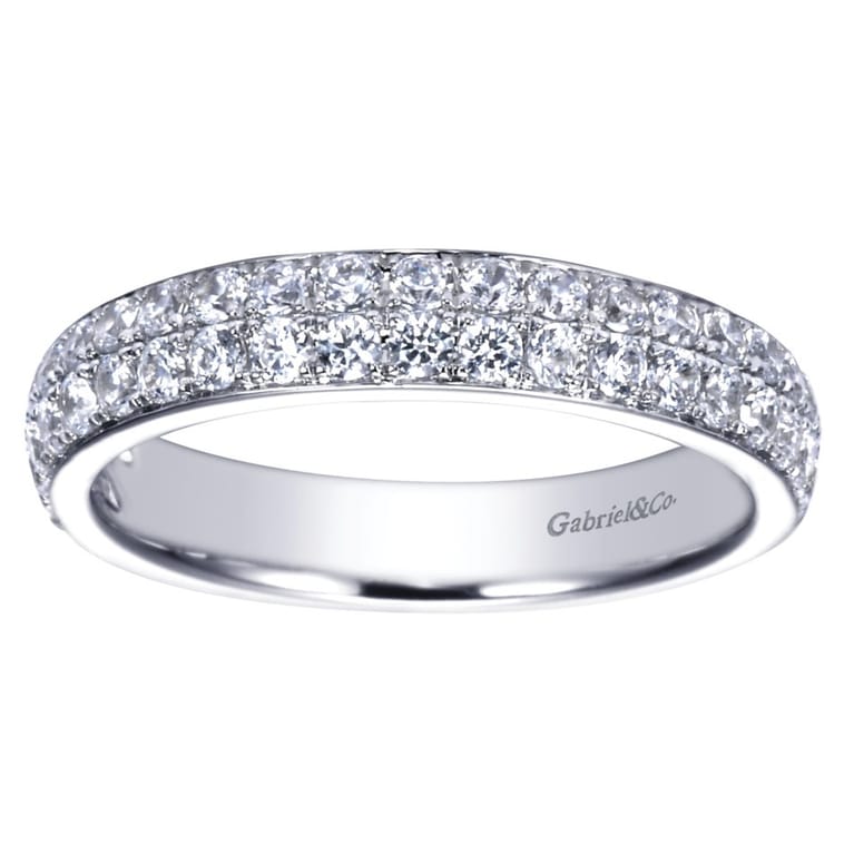 Straight Wedding Ring in Platinum with Round Natural Diamond at Gabriel & Co. - Shot 5
