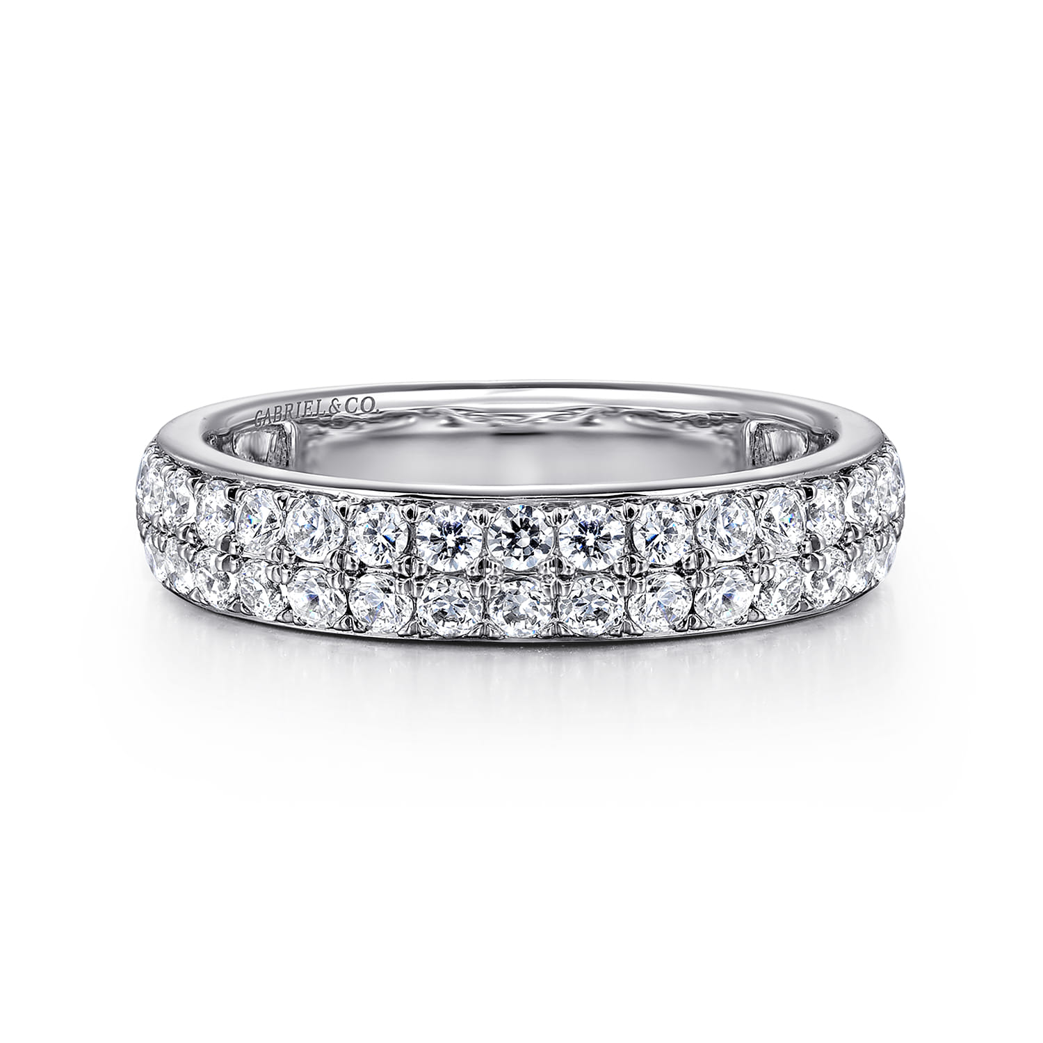 Fancy Wedding Ring in Platinum with Round Natural Diamond at Gabriel & Co. - Shot 1