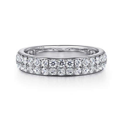Two Row Platinum Micro Pave Diamond Anniversary Band