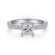 Ulani - 14K White Gold Cushion Cut Diamond Engagement Ring