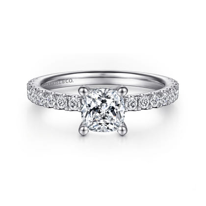 Ulani - 14K White Gold Cushion Cut Diamond Engagement Ring