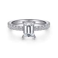 Ulani - 14K White Gold Emerald Cut Diamond Engagement Ring