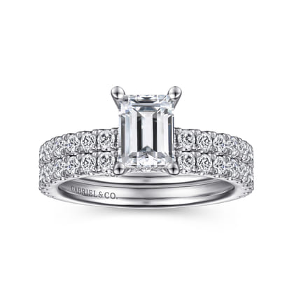 Ulani - 14K White Gold Emerald Cut Diamond Engagement Ring