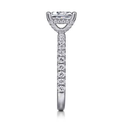 Ulani - 14K White Gold Emerald Cut Diamond Engagement Ring