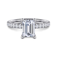 Ulani - 14K White Gold Emerald Cut Diamond Engagement Ring