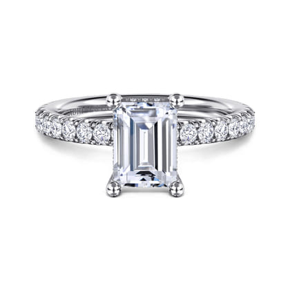Ulani - 14K White Gold Emerald Cut Diamond Engagement Ring