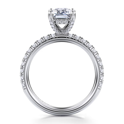 Ulani - 14K White Gold Emerald Cut Diamond Engagement Ring