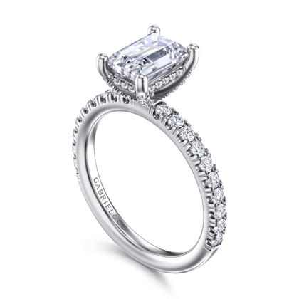 Ulani - 14K White Gold Emerald Cut Diamond Engagement Ring