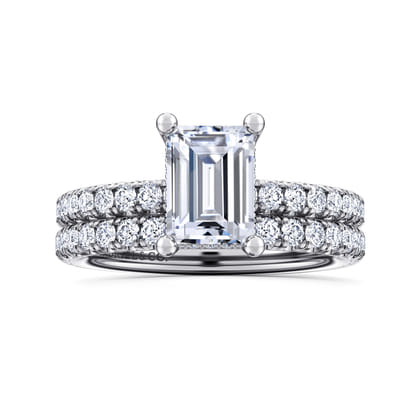 Ulani - 14K White Gold Emerald Cut Diamond Engagement Ring