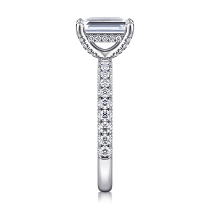 Ulani - 14K White Gold Emerald Cut Diamond Engagement Ring
