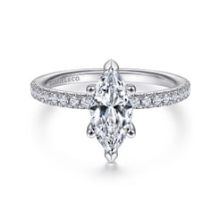 14K White Gold Marquise Diamond Engagement Ring