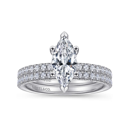 Ulani - 14K White Gold Marquise Diamond Engagement Ring