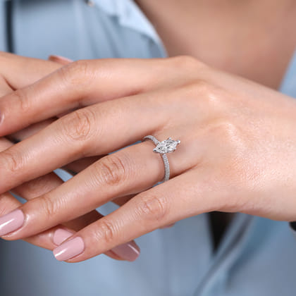 Ulani - 14K White Gold Marquise Diamond Engagement Ring