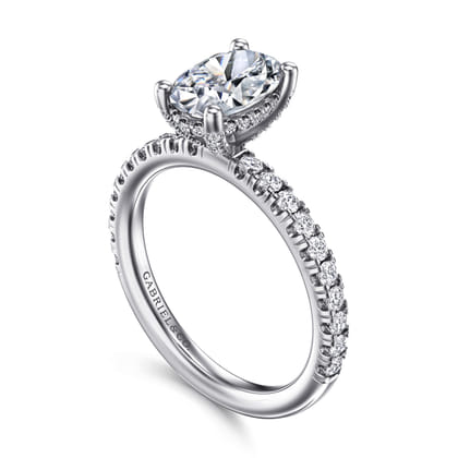 Ulani - 14K White Gold Oval Diamond Engagement Ring