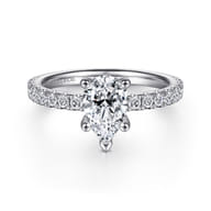 Ulani - 14K White Gold Pear Shape Diamond Engagement Ring