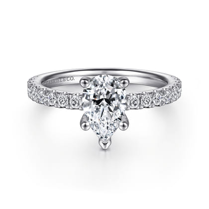 Ulani - 14K White Gold Pear Shape Diamond Engagement Ring