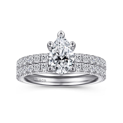 Ulani - 14K White Gold Pear Shape Diamond Engagement Ring