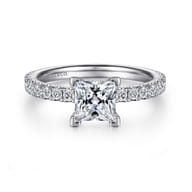 Ulani - 14K White Gold Princess Cut Diamond Engagement Ring