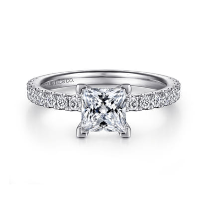 Ulani - 14K White Gold Princess Cut Diamond Engagement Ring