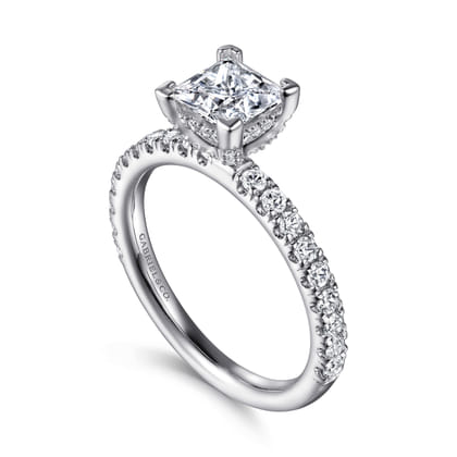 Ulani - 14K White Gold Princess Cut Diamond Engagement Ring