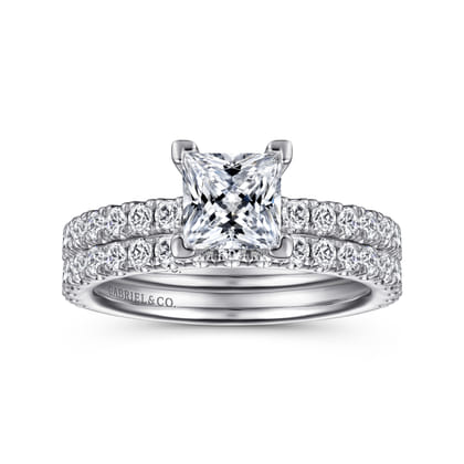 Ulani - 14K White Gold Princess Cut Diamond Engagement Ring