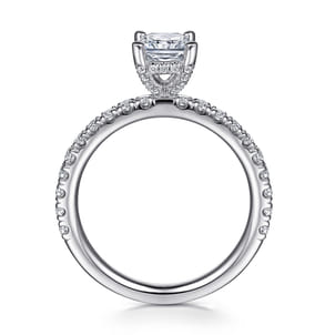 Ulani - 14K White Gold Rectangular Radiant Cut Diamond Engagement Ring