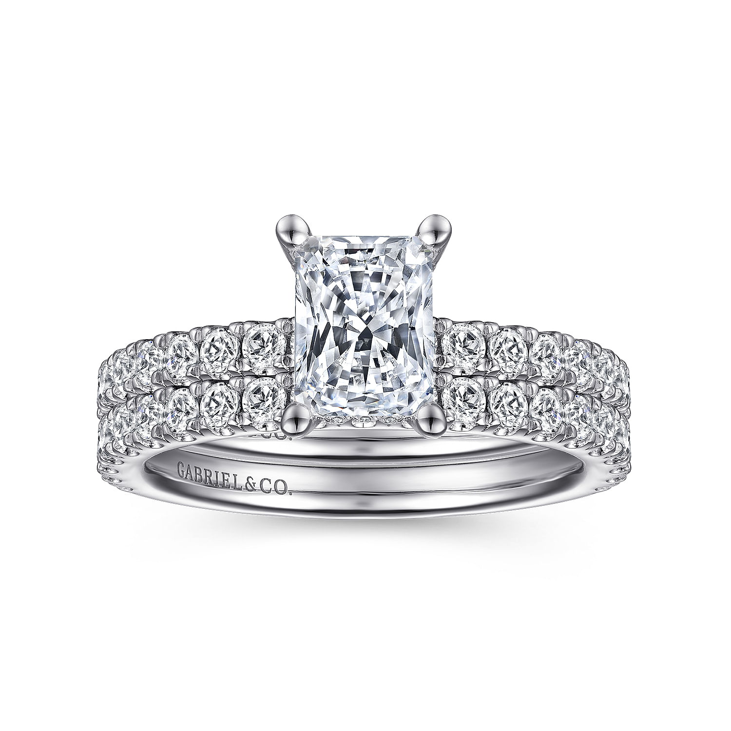 Ulani - 14K White Gold Rectangular Radiant Cut Diamond Engagement Ring