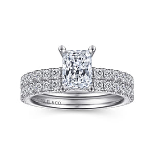 Ulani - 14K White Gold Rectangular Radiant Cut Diamond Engagement Ring