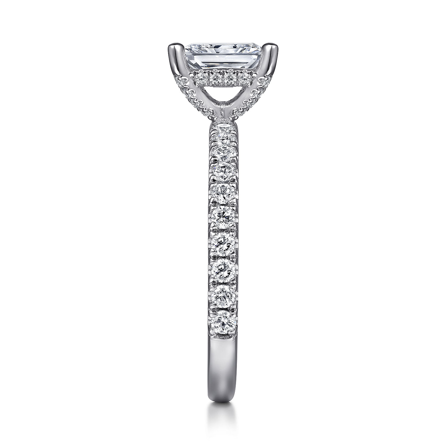 Ulani - 14K White Gold Rectangular Radiant Cut Diamond Engagement Ring