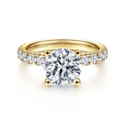 14K Yellow Gold Round Diamond Engagement Ring