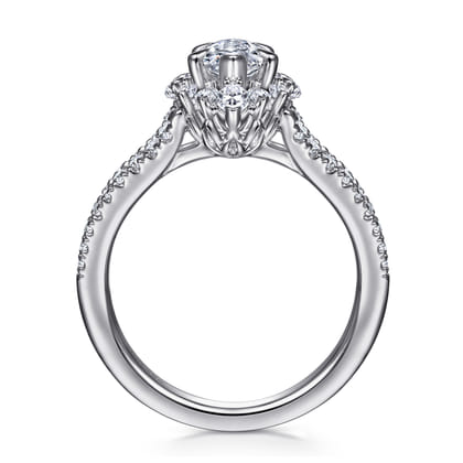 Ulla - 14K White Gold Marquise Shape Halo Diamond Engagement Ring